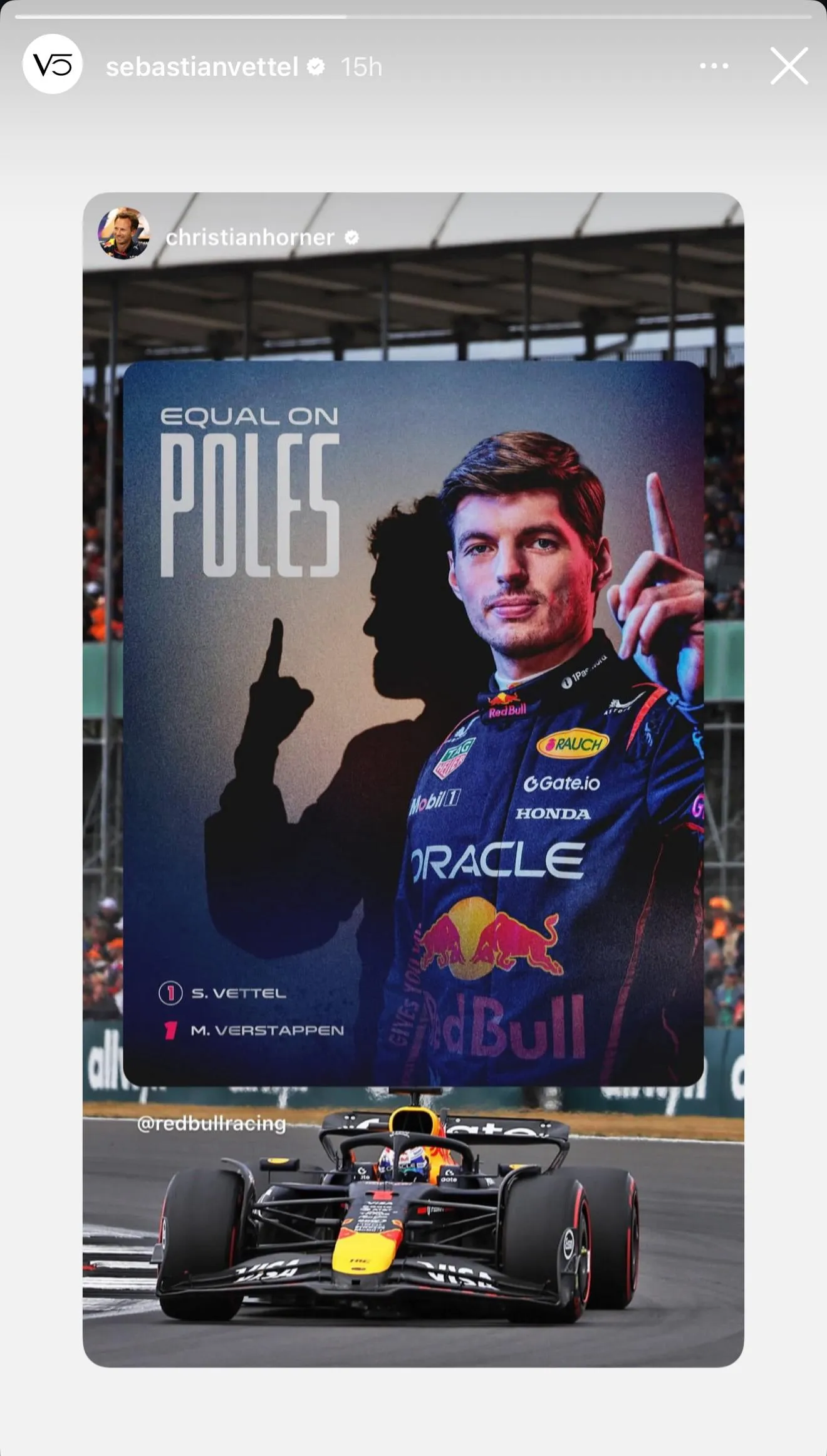 Sebastian Vettel eert Max Verstappen na pole position in Groot-Brittannië