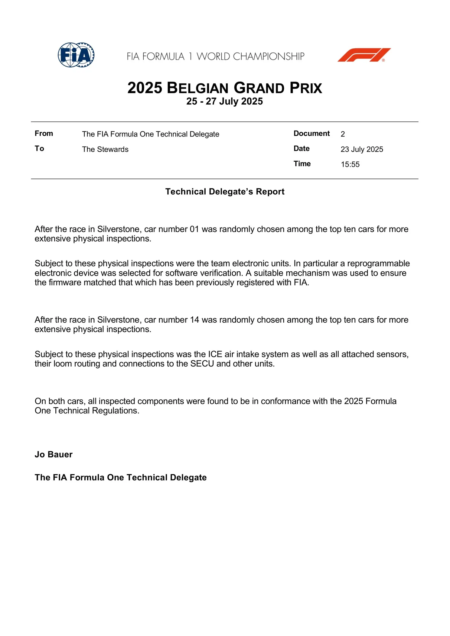 FIA onthult grondige inspectie aan auto Max Verstappen na race in Silverstone