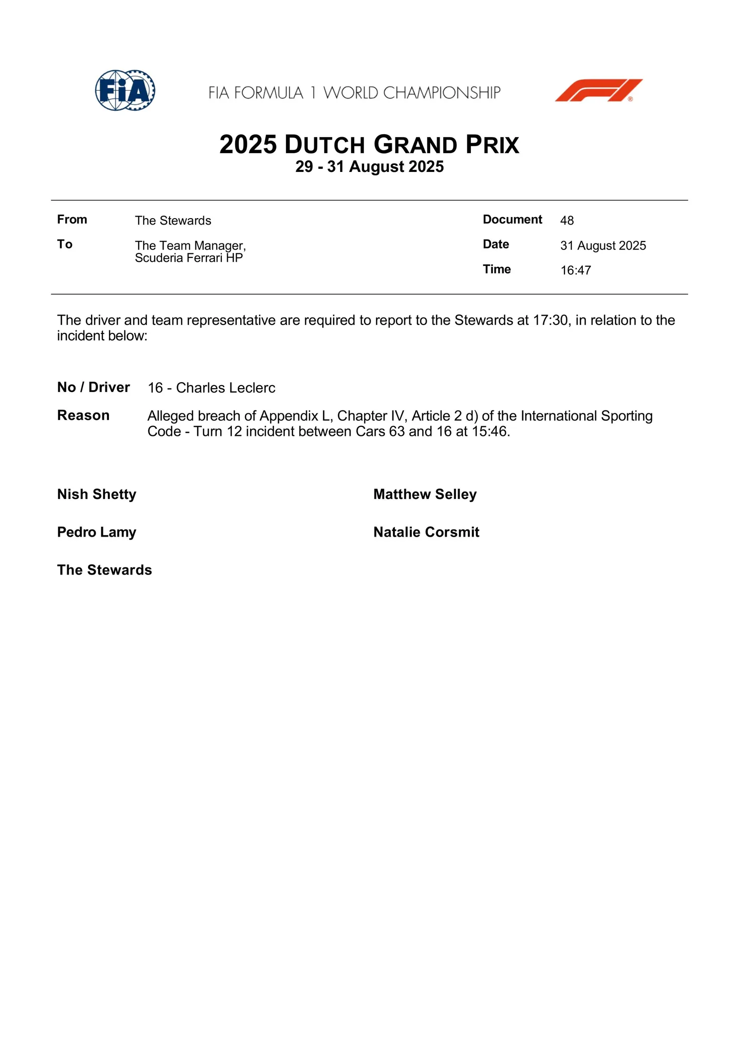 FIA roept meerdere coureurs ter verantwoording: uitslag Dutch GP mogelijk de schop