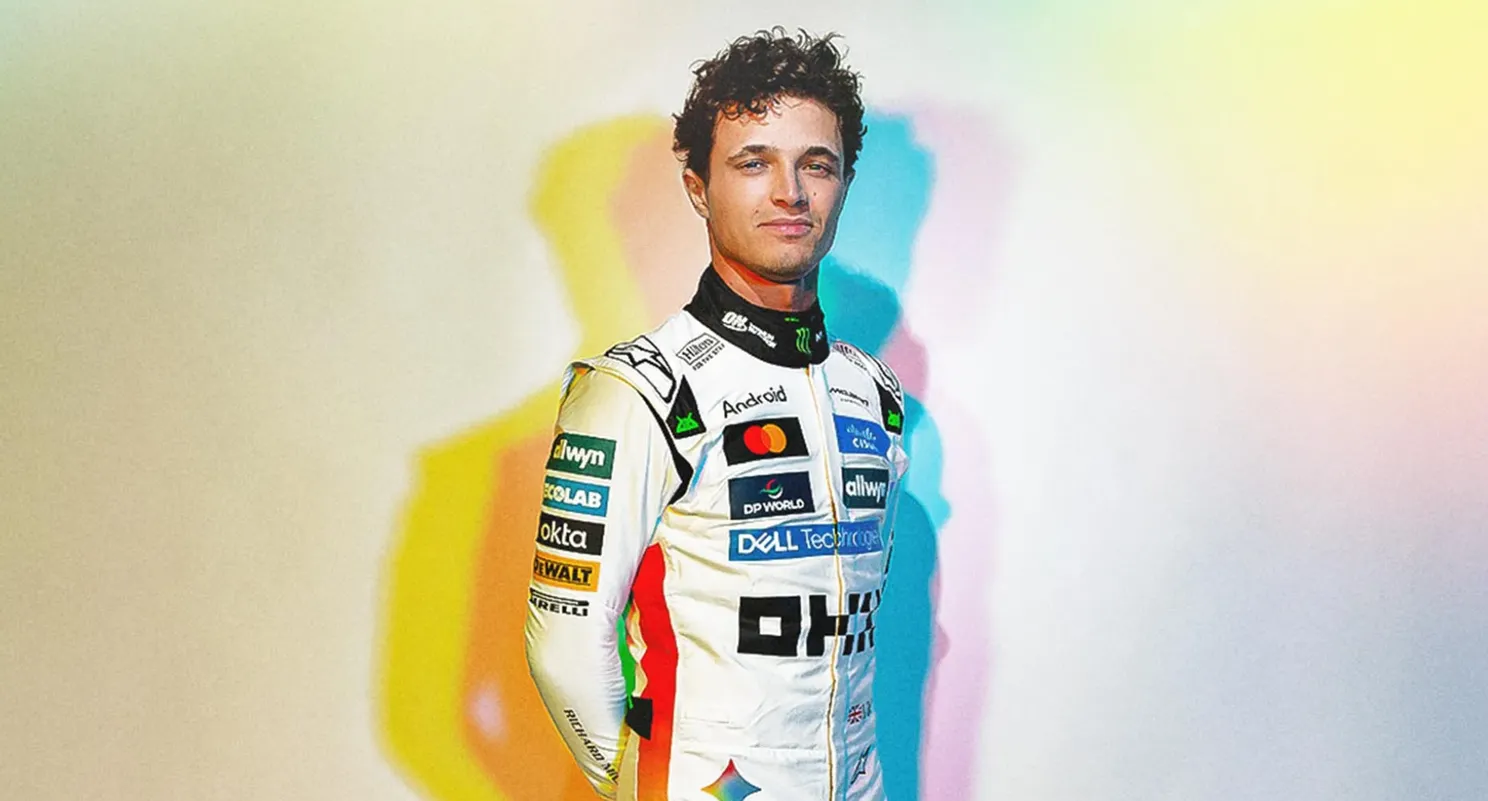 Lando Norris met de speciale livery voor de GP Verenigde Staten