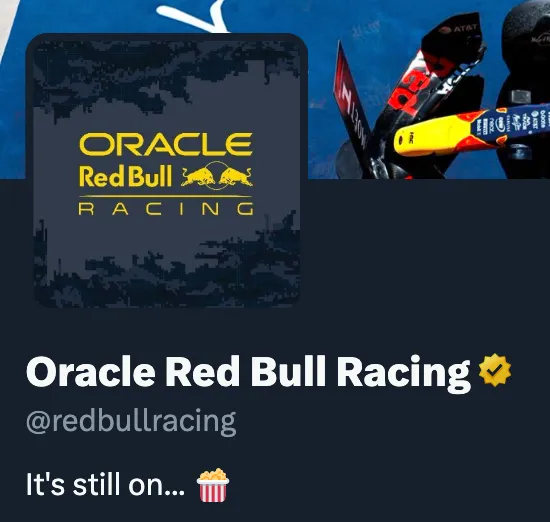 De bio van Red Bull op X, met een boodschap aan McLaren