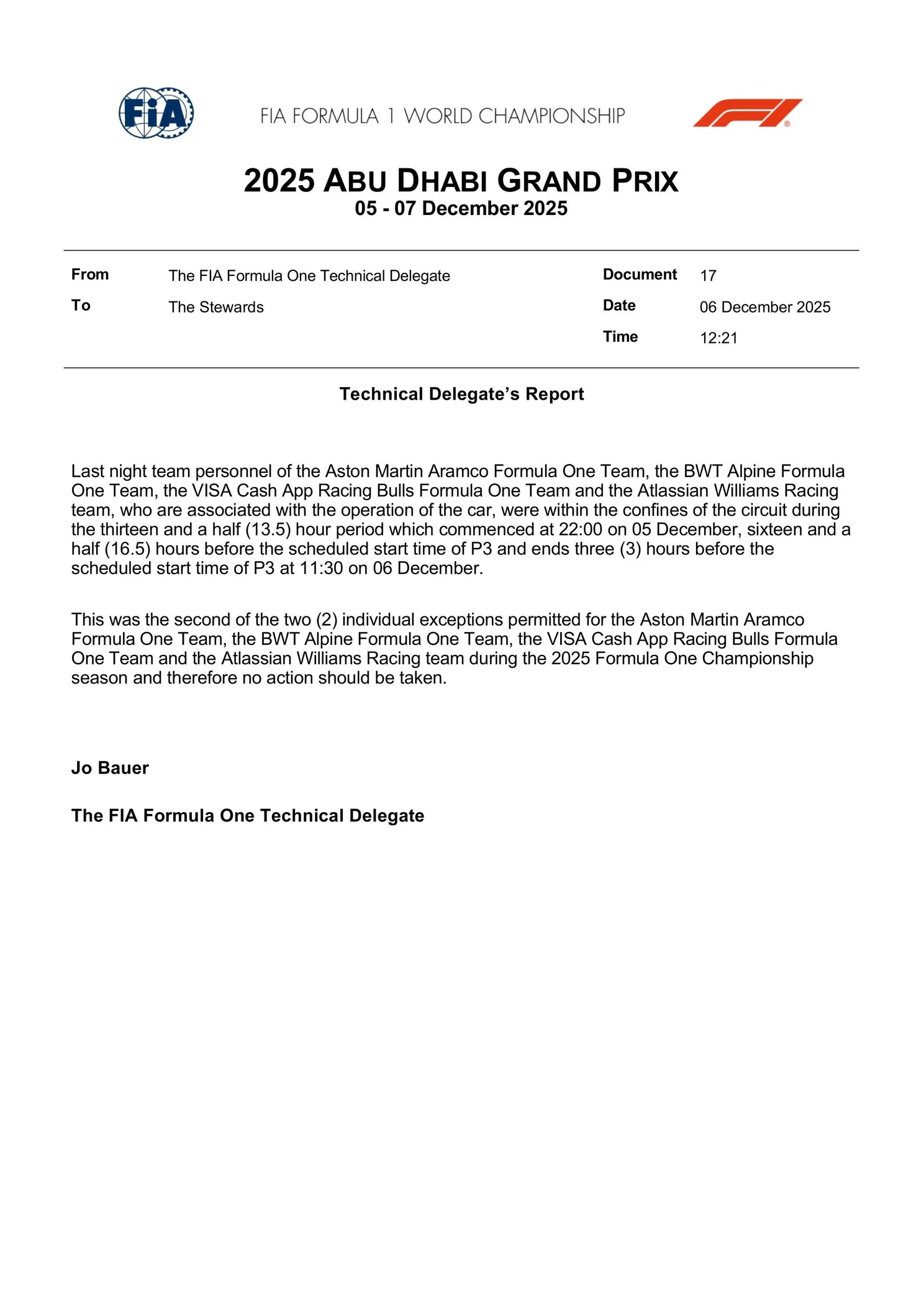 FIA document curfew avondklok Abu Dhabi