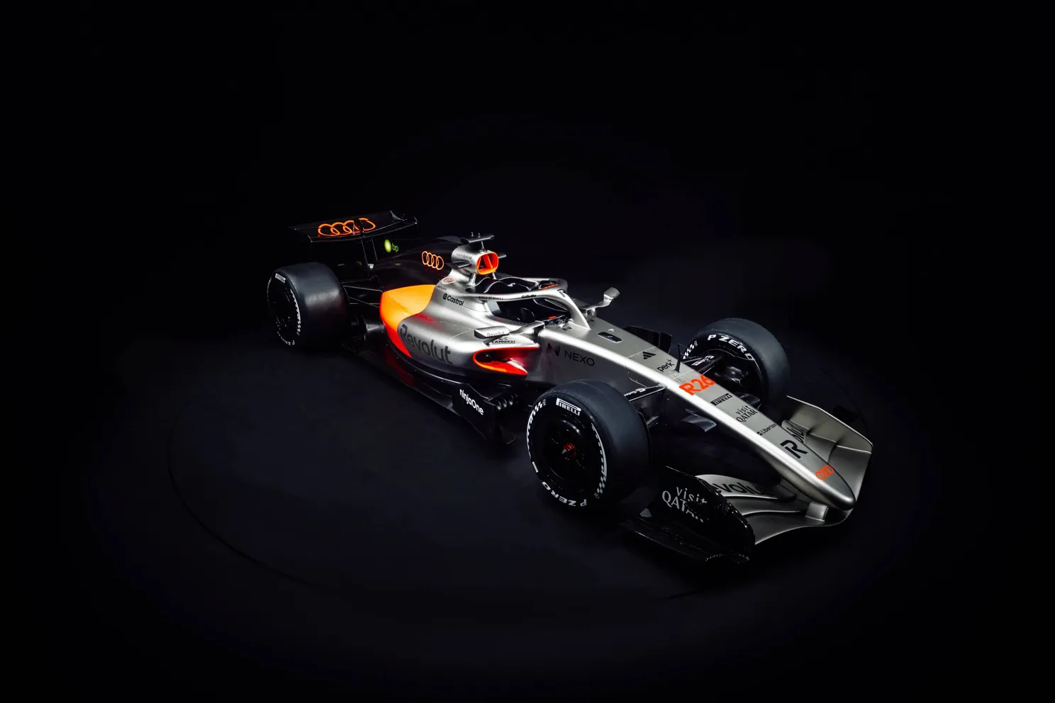 De zijkant van de Audi R26, voor het 2026 F1-seizoen