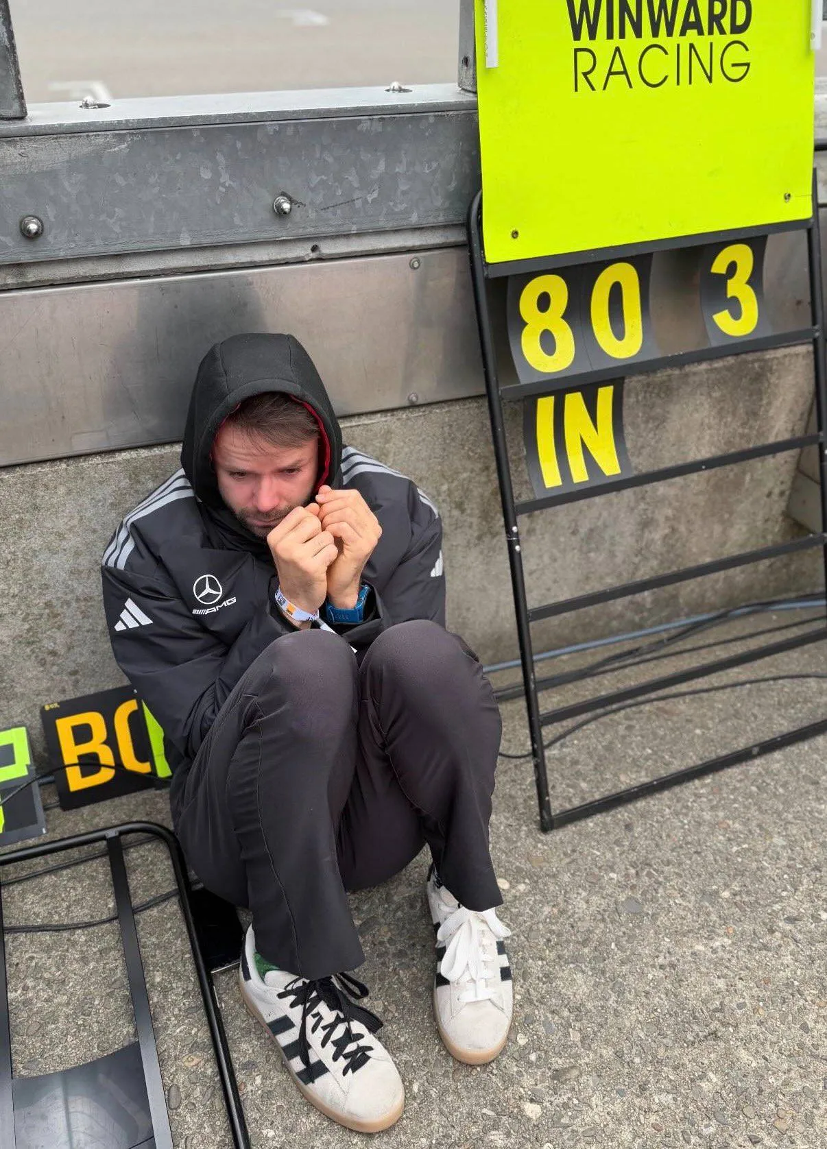 Nog een foto van Verstappen Racing-coureur Jules Gounon na de DNF op de Nürburgring