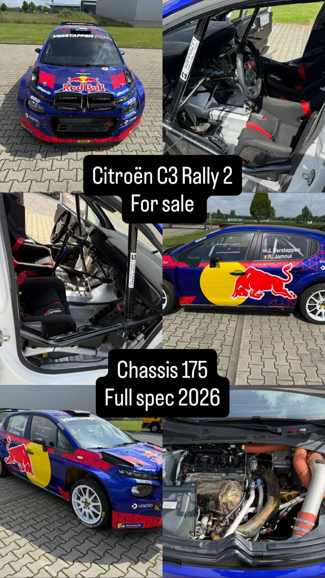 De Citroën C3 Rally 2 rally-auto van Jos Verstappen staat te koop