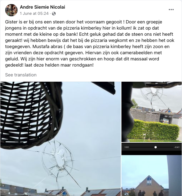 Tuig uit Kollum gooit steen door voorruit in opdracht van pizzeria