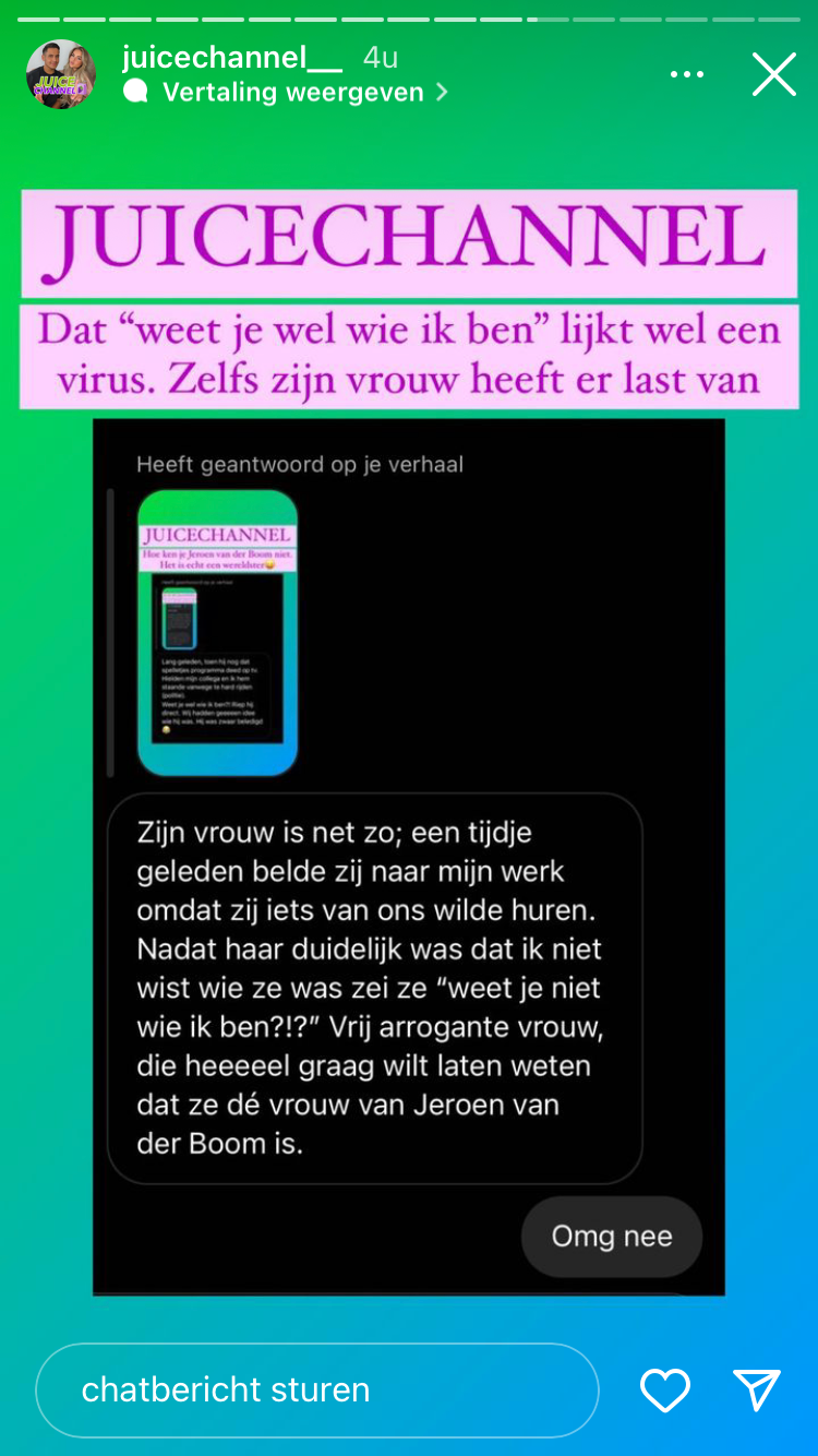 Vrouw Jeroen van der Boom heeft kapsones: 'Weet je wel wie ik ben?'