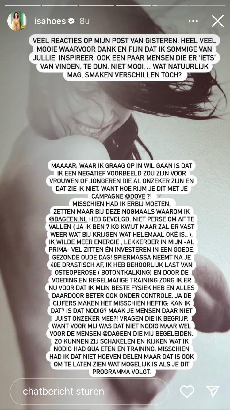 Isa Hoes krijgt bakken met kritiek na 'te magere' foto's