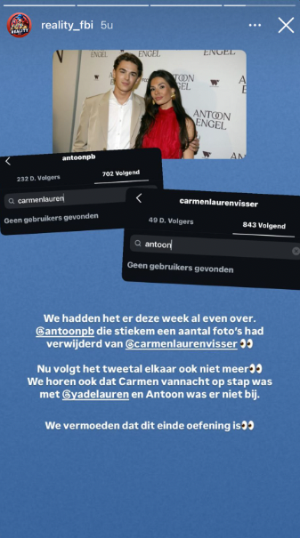 'Antoon verwijdert intieme foto's met vriendin Carmen Visser: zijn ze uit elkaar?'(FOTO)