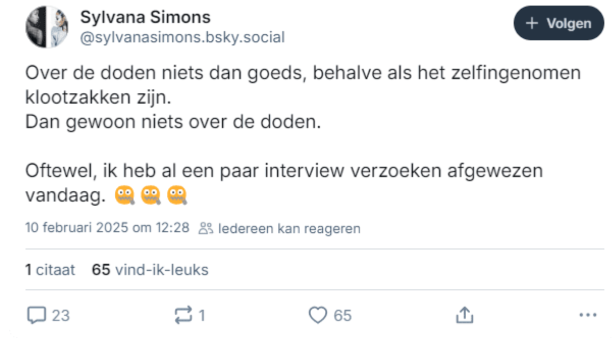 'Sylvana Simons noemt overleden Ron Brandsteder een klootzak' (FOTO)