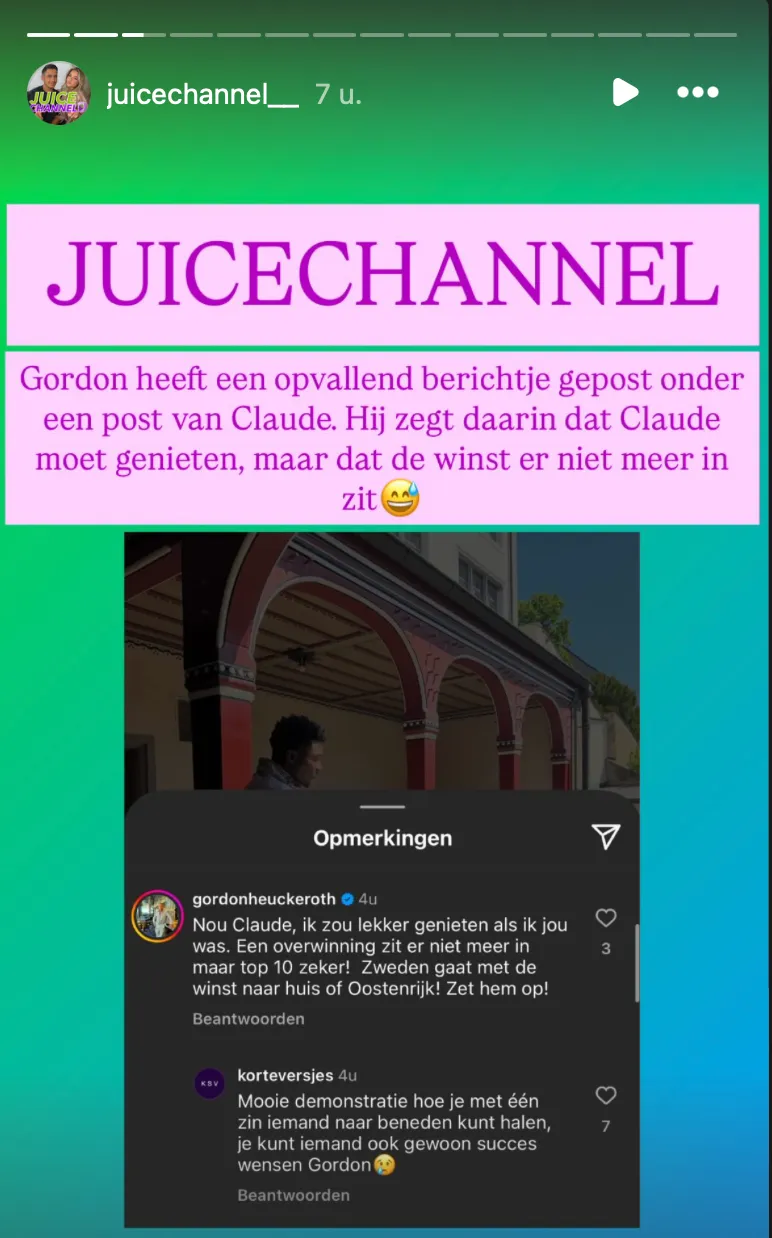 Gordon stuurt gemeen bericht naar Eurovisie Songfestival-Claude