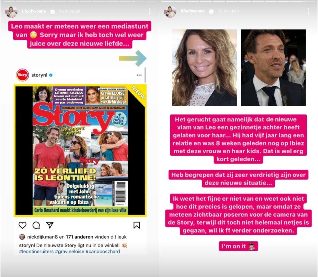 Is het nu alweer uit tussen Leontine en John?