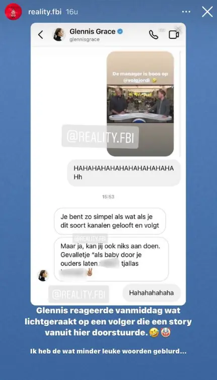 Beelden gelekt van knallende ruzie Glennis Grace en volger