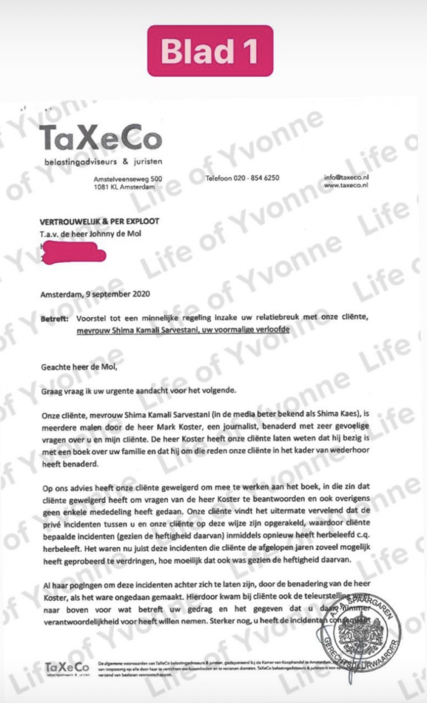 Chantage brief van de ex van Johnny de Mol aan hem uitgelekt
