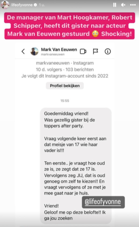 Manager Mart Hoogkamer woest om betrappen van acteur met 17-jarige dochter