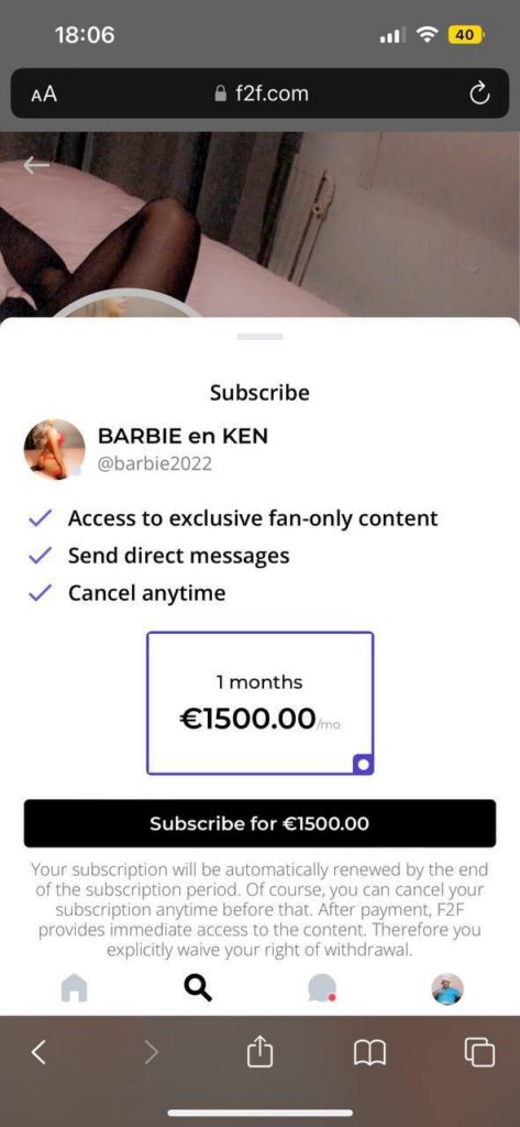 Fan teleurgesteld nadat hij €200 betaalde voor 'OnlyFans' foto van Barbie