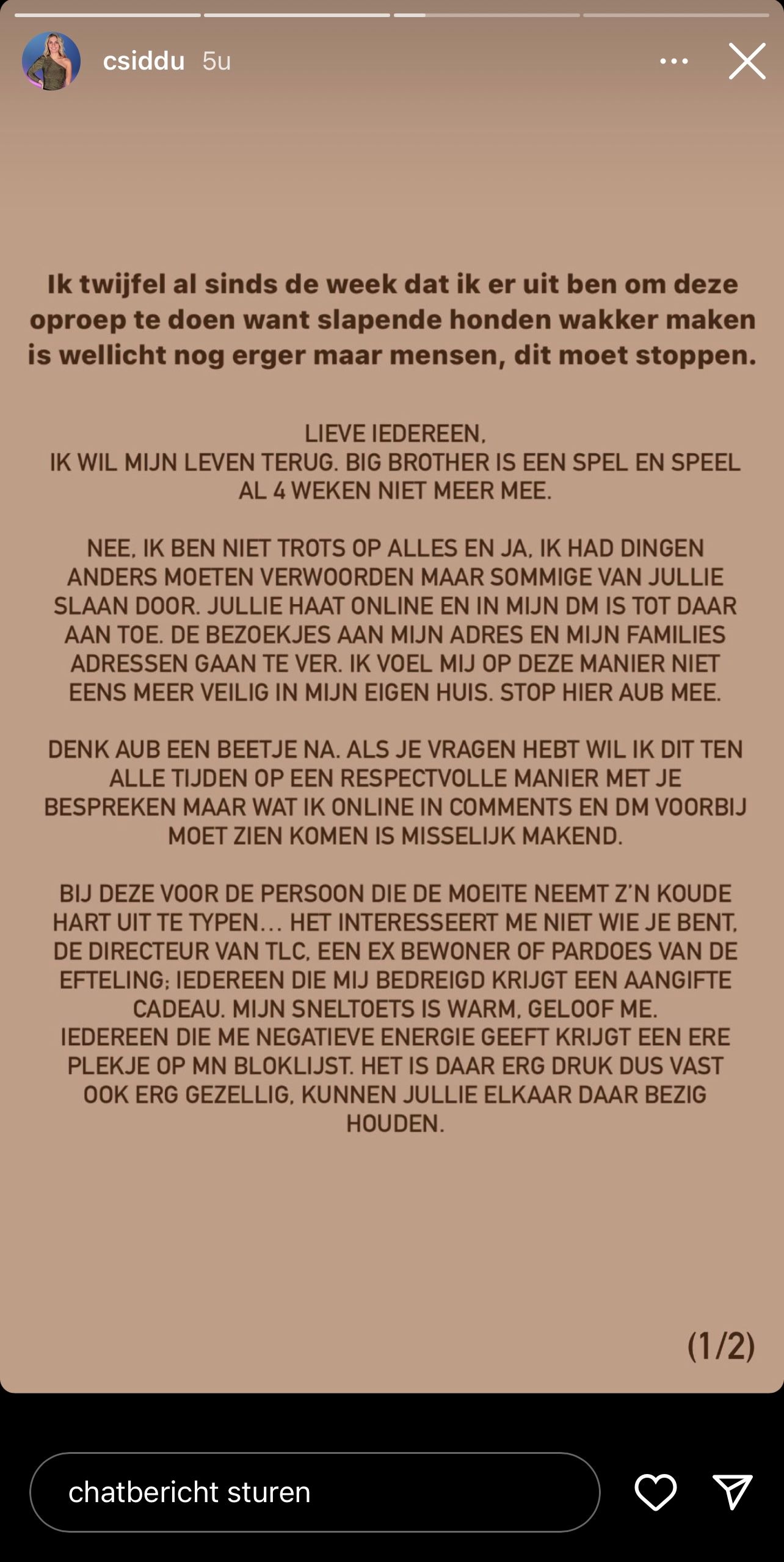Na vertrek uit 'Big Brother'-huis: Chiara doet aangrijpende getuigenis en slaakt noodkreet 