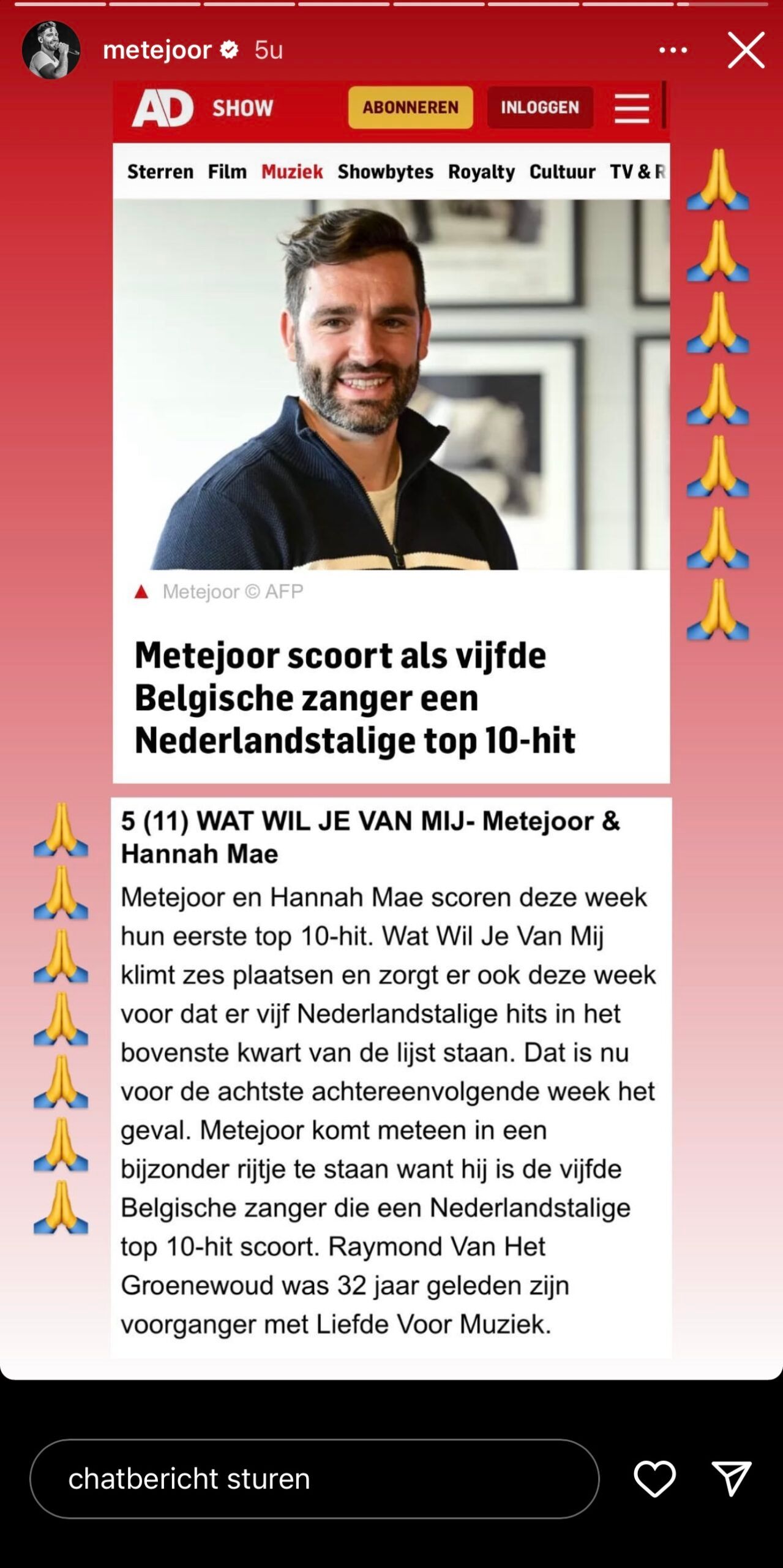 Metejoor in de wolken nadat hij fantastisch nieuws te horen krijgt: "Mijlpaal potverdorie!"
