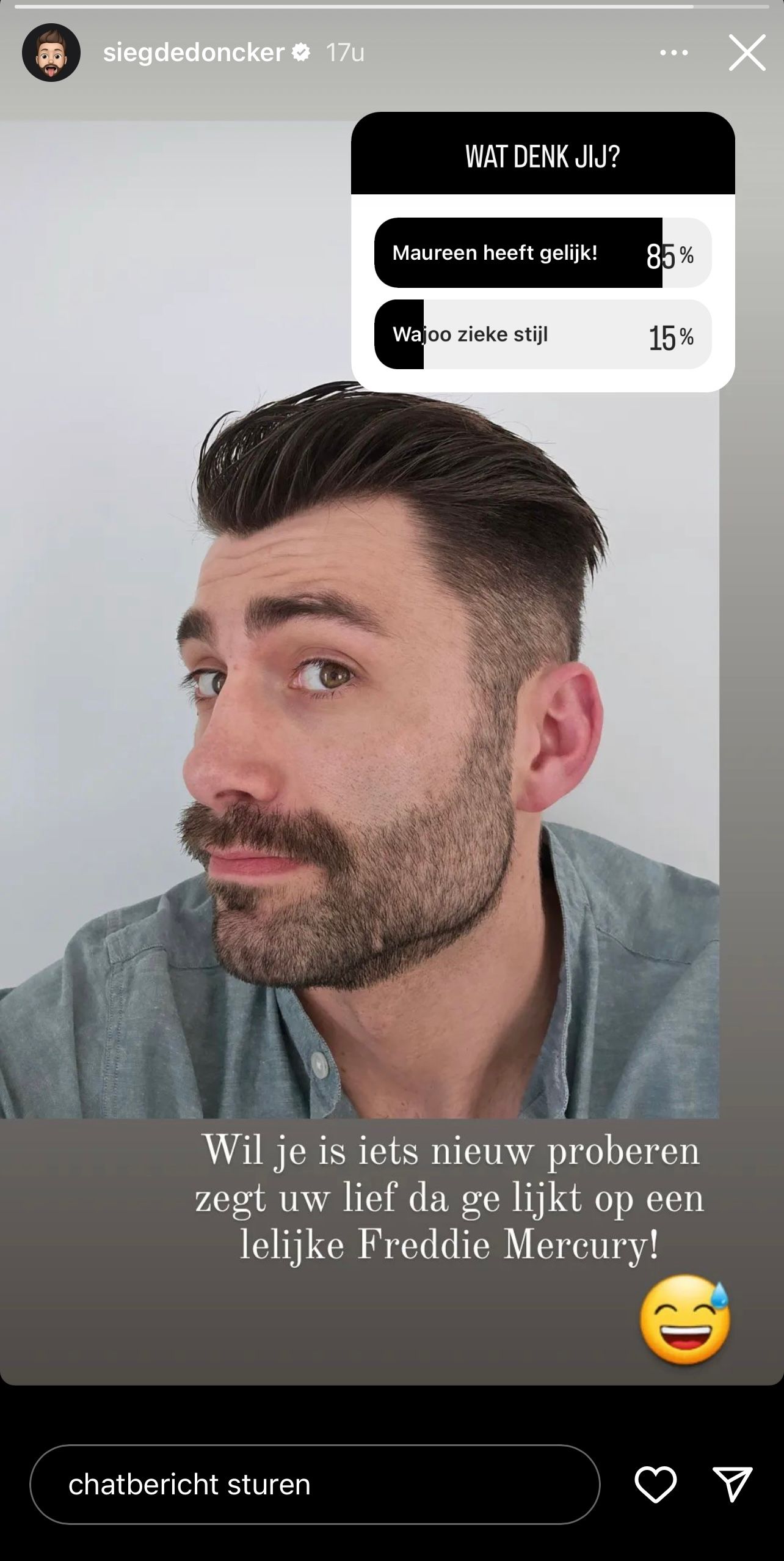 Sieg De Doncker showt nieuwe look maar zijn vriendin Maureen is geen fan: "Lelijke Freddie Mercury"