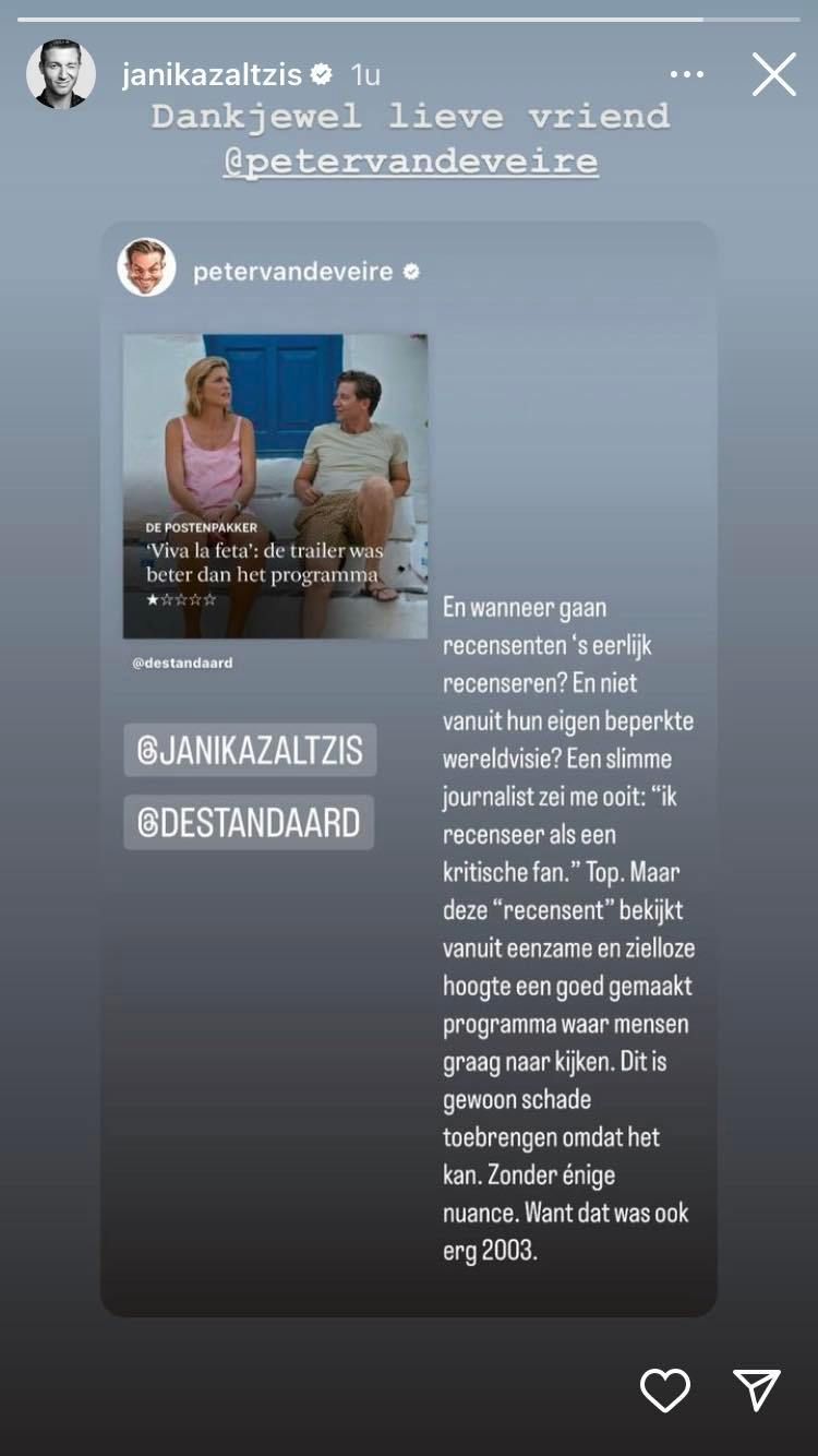 Bron: Instagram Stories @janikazaltzis