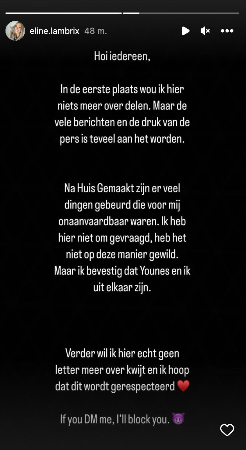 Zeer droevig nieuws over Eline en Younes uit 'Huis Gemaakt'