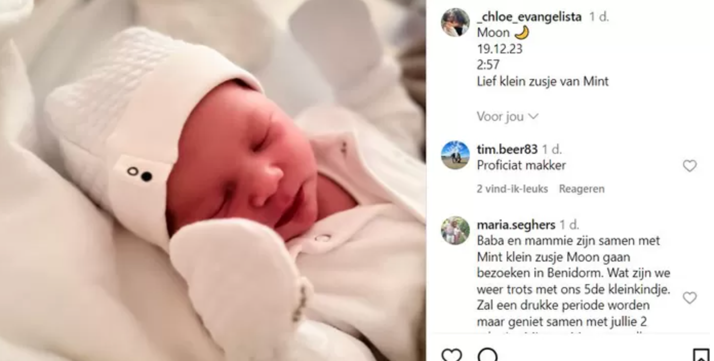 Lenny uit 'Blind Getrouwd' en Chloé Evangelista verwelkomen dochtertje met deze prachtige naam