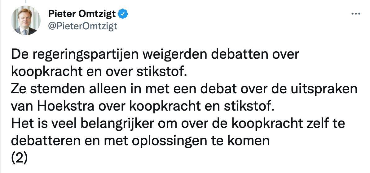 Pieter Omtzigt ontmaskert hypocriete VVD en D66: 'Ze blokkeerden maandenlang elk debat over koopkracht!'