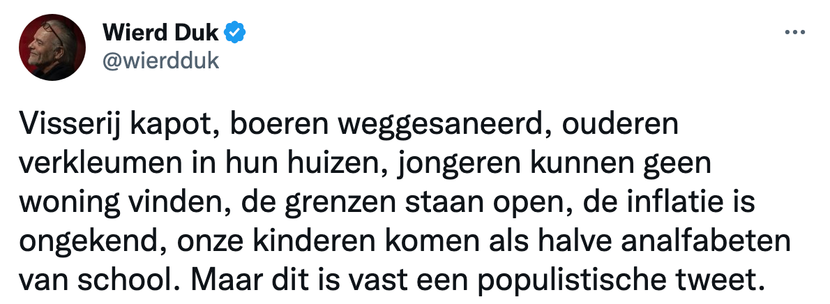 Wierd Duk gaat los op ranzige situatie in Nederland: 'Visserij kapot, boeren weggesaneerd, ouderen verkleumen in hun huizen'