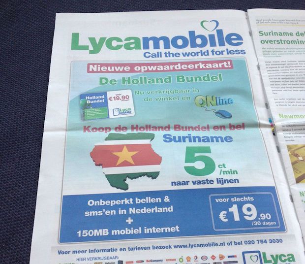 'Foute' kaart van Suriname in reclame