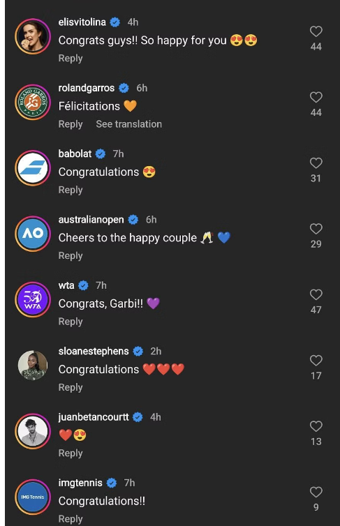 Svitolina y Sloane Stephens, entre las jugadoras que han felicitado a Muguruza por su compromiso