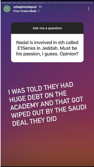 O acordo com o embaixador saudita de Rafael Nadal ajudou-o a livrar-se da enorme dívida da academia, diz Craig Shapiro