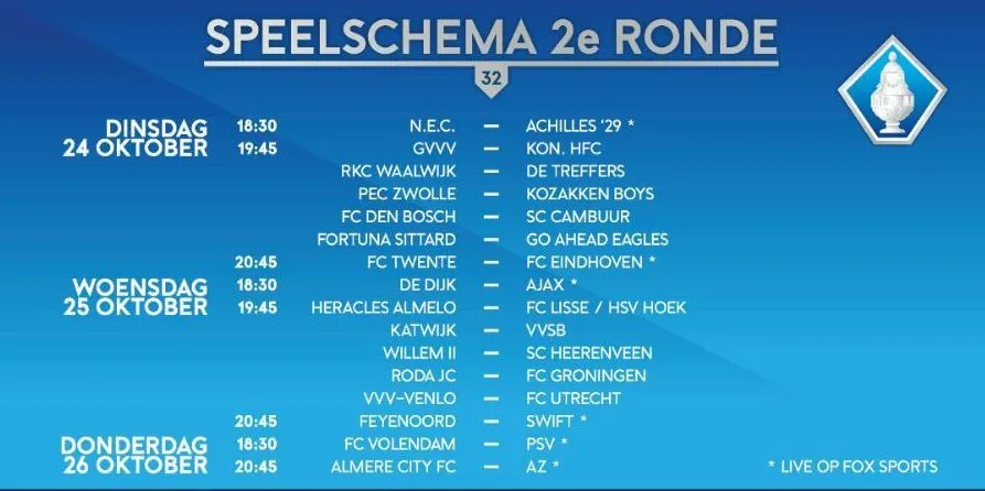 KNVB Beker: FC Twente - FC Eindhoven LIVE op Fox Sports