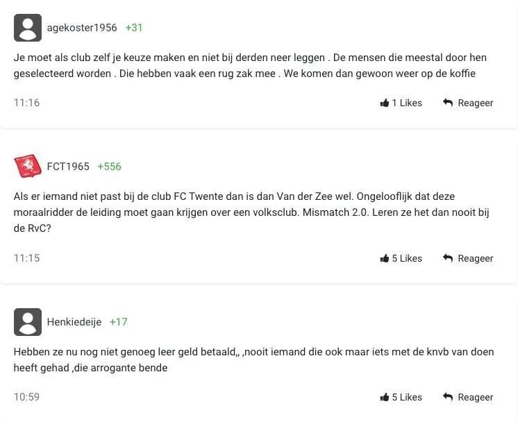 Supporters niet enthousiast over Van der Zee: "Zelfde fout wordt weer gemaakt"