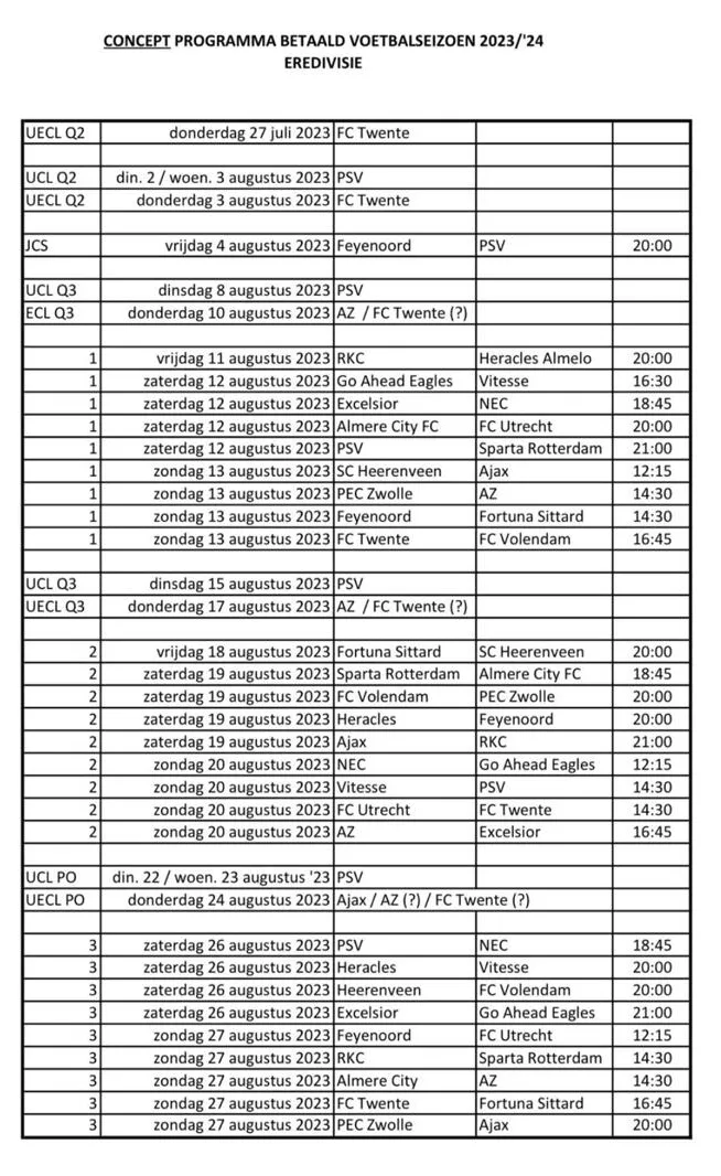 Concept programma gelekt? 'FC Twente opent seizoen met thuiswedstrijd'