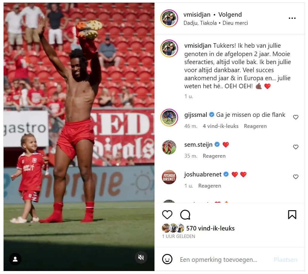 Misidjan bedankt Twente-supporters: "Jullie weten het hé!.. OEH OEH!"