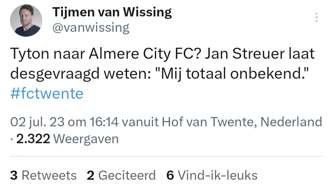FC Twente-doelman op weg naar Almere City? Streuer weet (nog) van niets