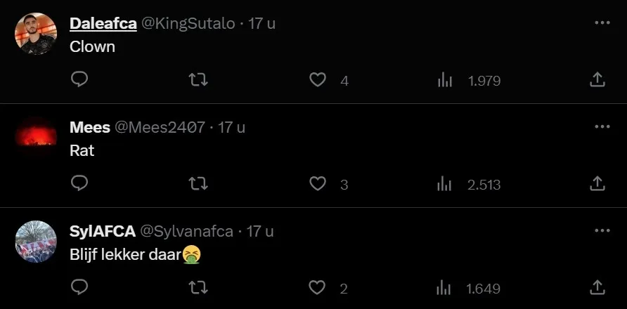 Ajax-fans woest op fanatiek juichende Ünüvar: "Vieze rat"