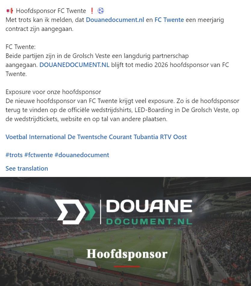 1 aprilgrap leidt tot sponsordeal met FC Twente
