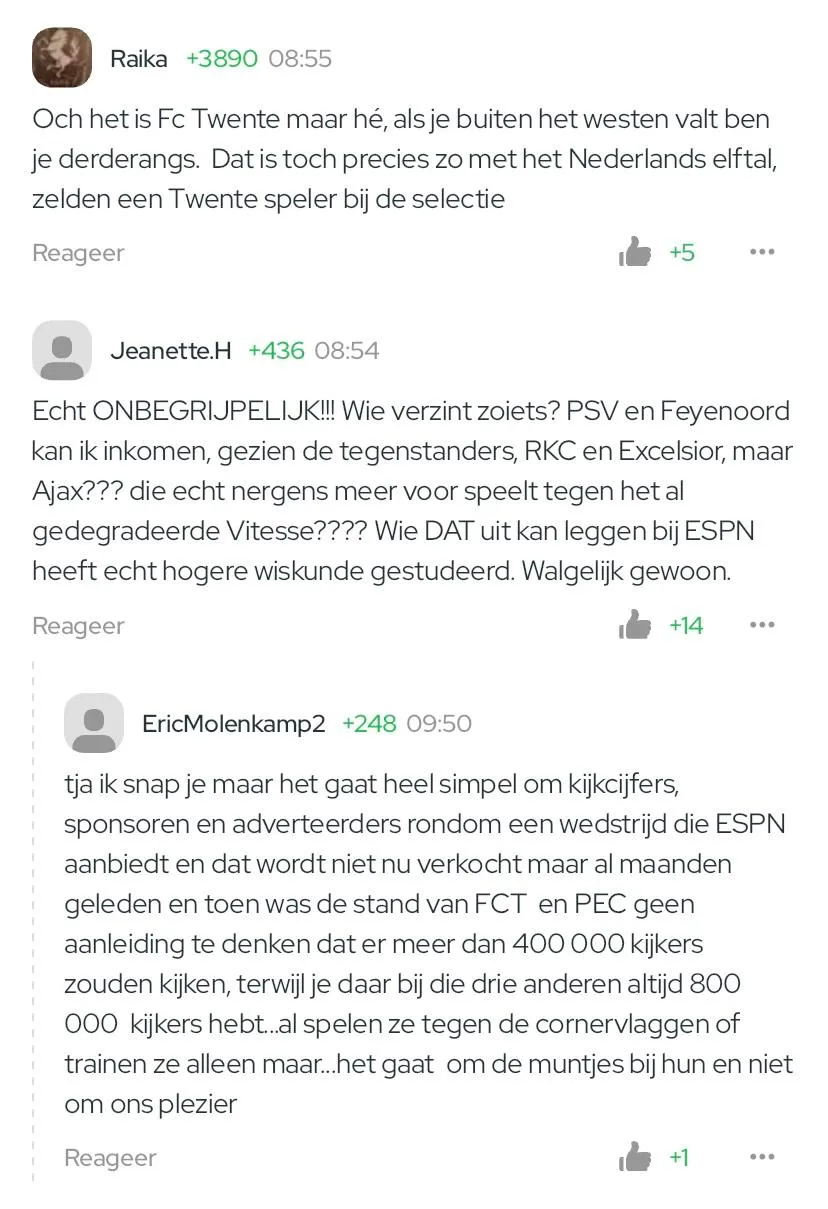 Supporters boos over 'belachelijk' besluit ESPN: "Alles gericht op Feyenoord, Ajax en PSV"