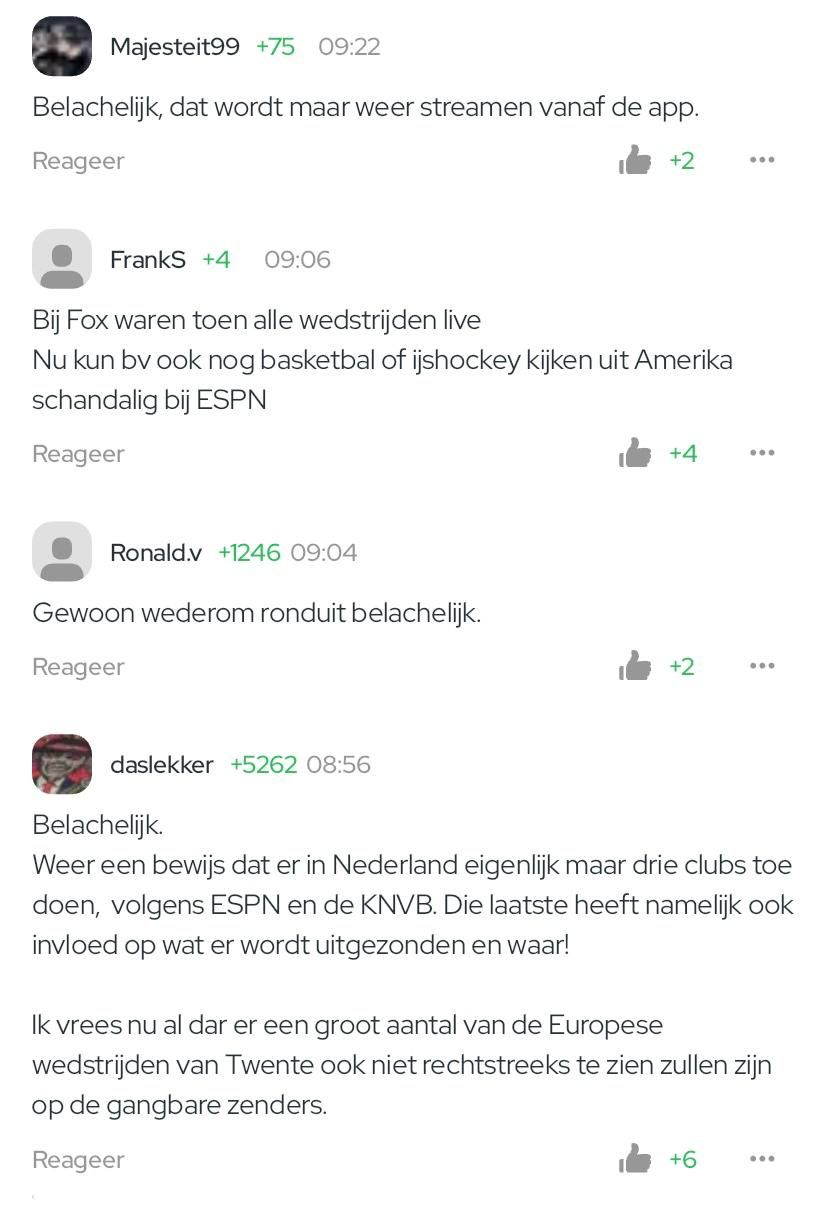 Supporters boos over 'belachelijk' besluit ESPN: "Alles gericht op Feyenoord, Ajax en PSV"