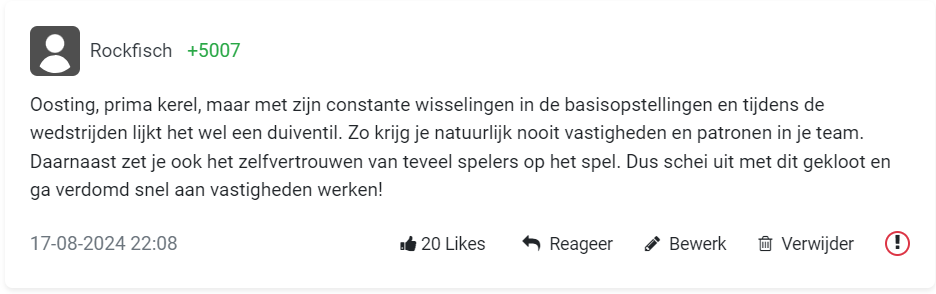 Supporters uiten felle kritiek op Oosting: "Hij moet goed in de spiegel kijken"