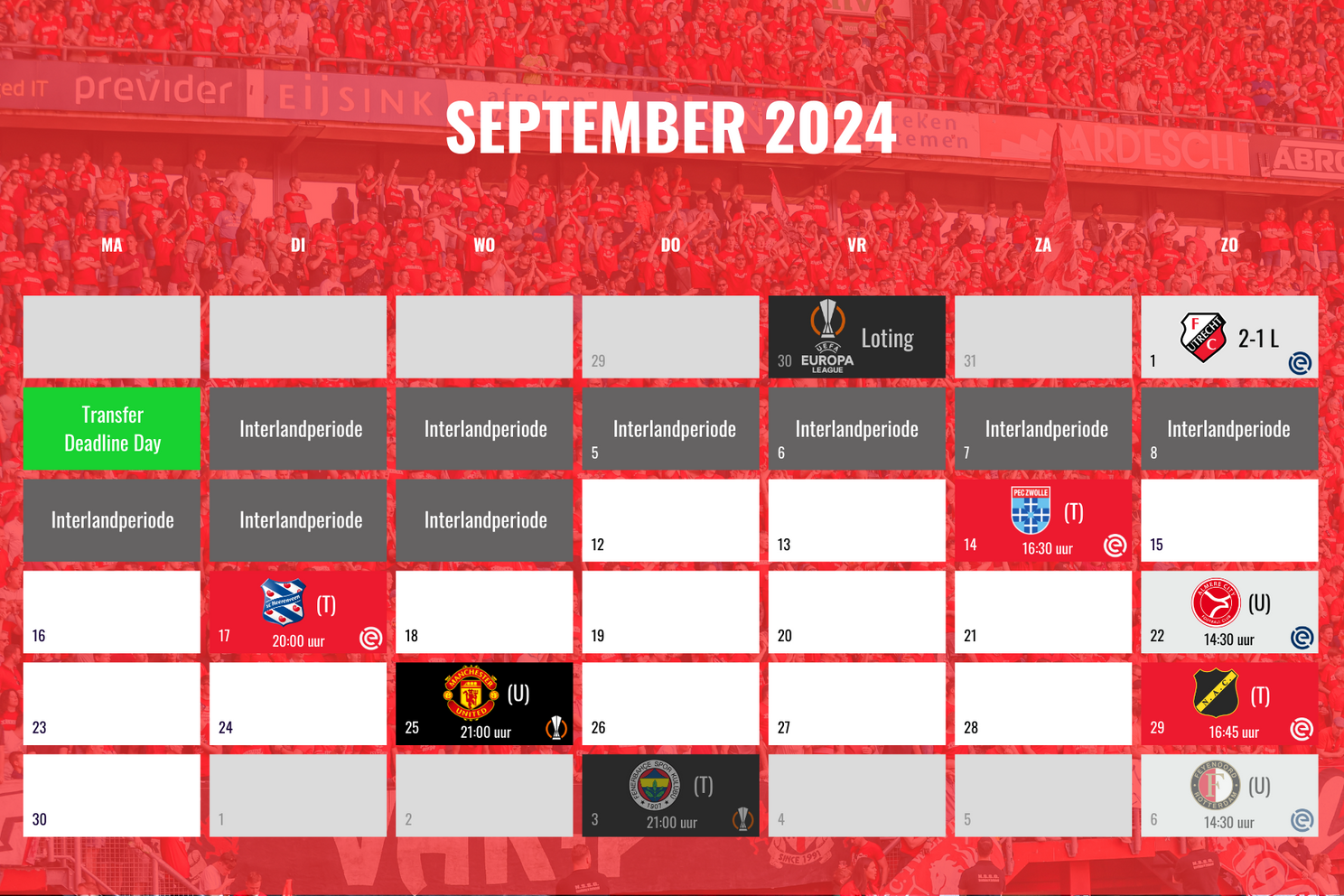 september 2024 speelschema programma fc twente