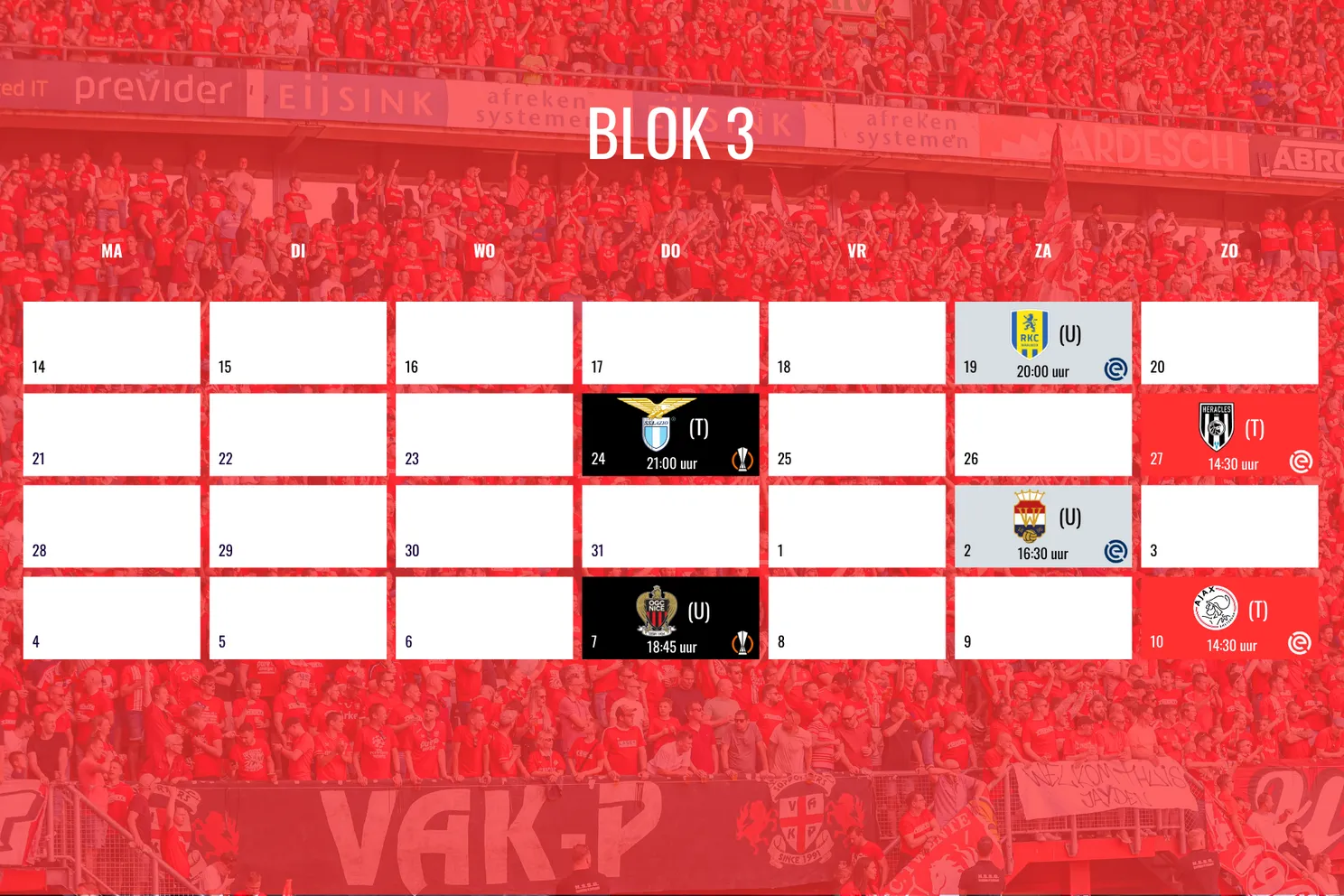 overzicht programma speelschema blok 3 fc twente 2024 2025 3