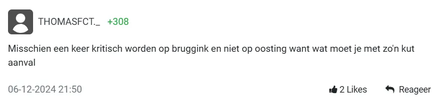 Supporters sparen Oosting en Bruggink niet na afslachting bij PSV