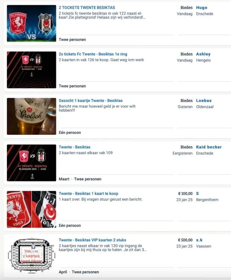 fc twente besiktas kaartverkoop marktplaats