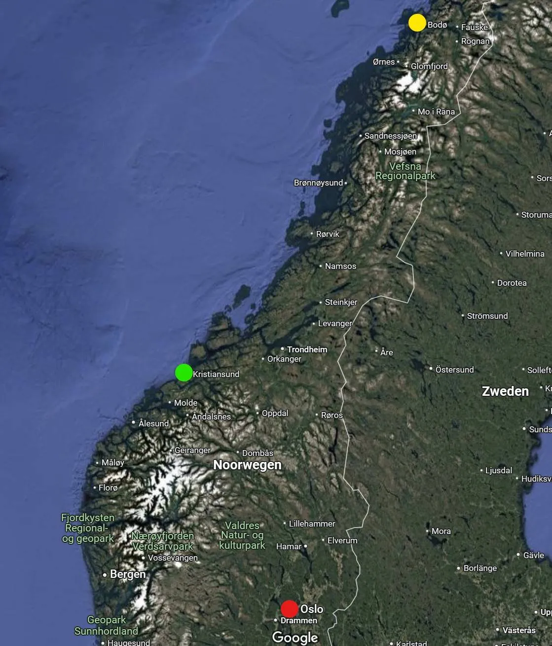 Ook deze Tukker in Noorwegen moet een flinke reis afleggen om FC Twente te zien spelen