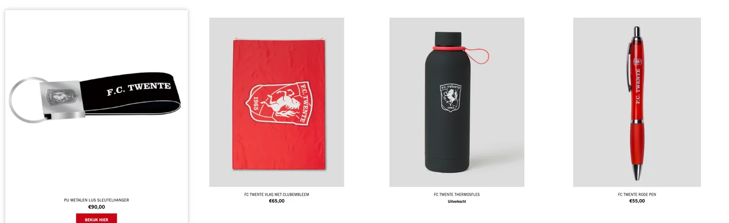 Oeps! Torenhoge prijzen in FC Twente Fanstore: een etui van 70 euro en een sticker van 100