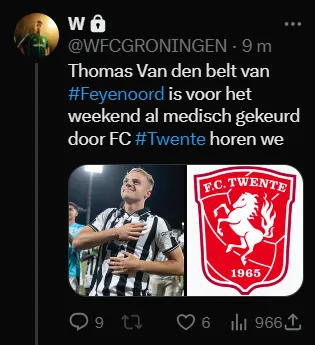 screenshot van den belt wfcgroningen x 2025