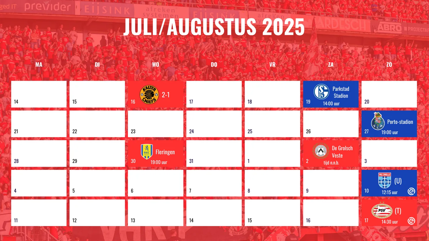 Speelschema FC Twente augustus (4)