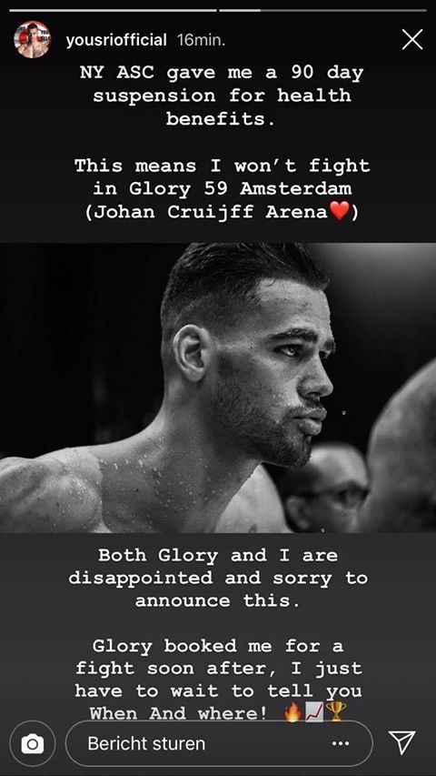 Yousri Belgaroui mag niet vechten op GLORY 59 Amsterdam